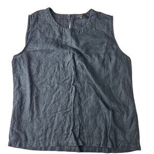 Quince Black Linen Tank Sleeveless Top Women Size Medium